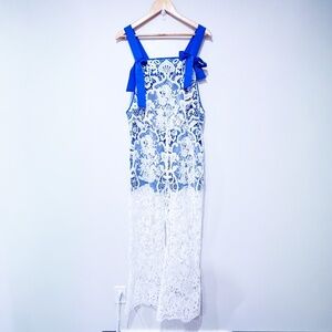 TWINSET | Blue‎ & white lace jumpsuit | Elegant statement piece | Medium *